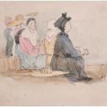 Samuel Prout (1783-1852) British. Study of Seated Figures, Watercolour, 2.15” x 2.2” (5.3 x 5.5cm)