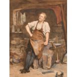 John Seymour Lucas (1849-1923) British. “The Blacksmith”, Watercolour, Signed and Dated 1884, and