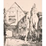 Verrall King (act. 1910-1930) British. “Angel Yard, Guildford”, Dry Point Etching, Signed and