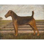 Henry Crowther (19th – 20th Century) British. Study of an Airedale Terrier, Oil on Canvas,
