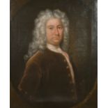 18th Century English School. Bust Portrait of a Wigged Gentleman, Oil on Canvas, Painted Oval, 30” x