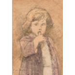 Rose Maynard Barton (1856-1929) Irish. “Willy”, A Young boy Sucking his Finger, Watercolour, Signed,