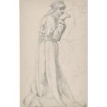 Alexandre Bida (1813-1895) French. A Standing Woman in Renaissance Costume, Chalk heightened with