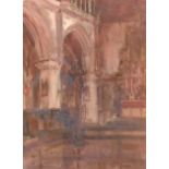 Manner of Walter Richard Sickert (1860-1942) British. Interior of a Cathedral, Watercolour, 17.5”