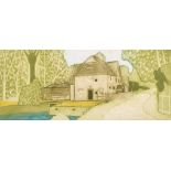 John Brunsdon (1933-2014) British. “Mapledurham Watermill”, Aquatint in Colours, Signed, Inscribed