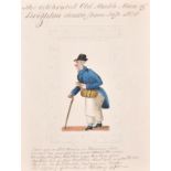 19th Century English School. “The Celebrated Old Match Man of Brighton Drawn from Life, 1828”,