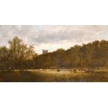 William Pitt (act.1851-1890) British. A River Landscape with a distant Castle, Oil on Canvas, Signed