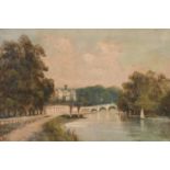 J. Lewis (19th – 20th Century) British. ‘Richmond Bridge’, Oil on Canvas, Signed, 8” x 12” (20.2 x