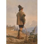 Carl Haag (1820-1915) British. ‘A Tyrolean Shepherd’, Watercolour heightened with bodycolour and Gum