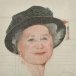 John Sergeant (1937-2010) British. Portrait of The Queen Mother, Chalk, Signed and Dated 1983/6, 14”