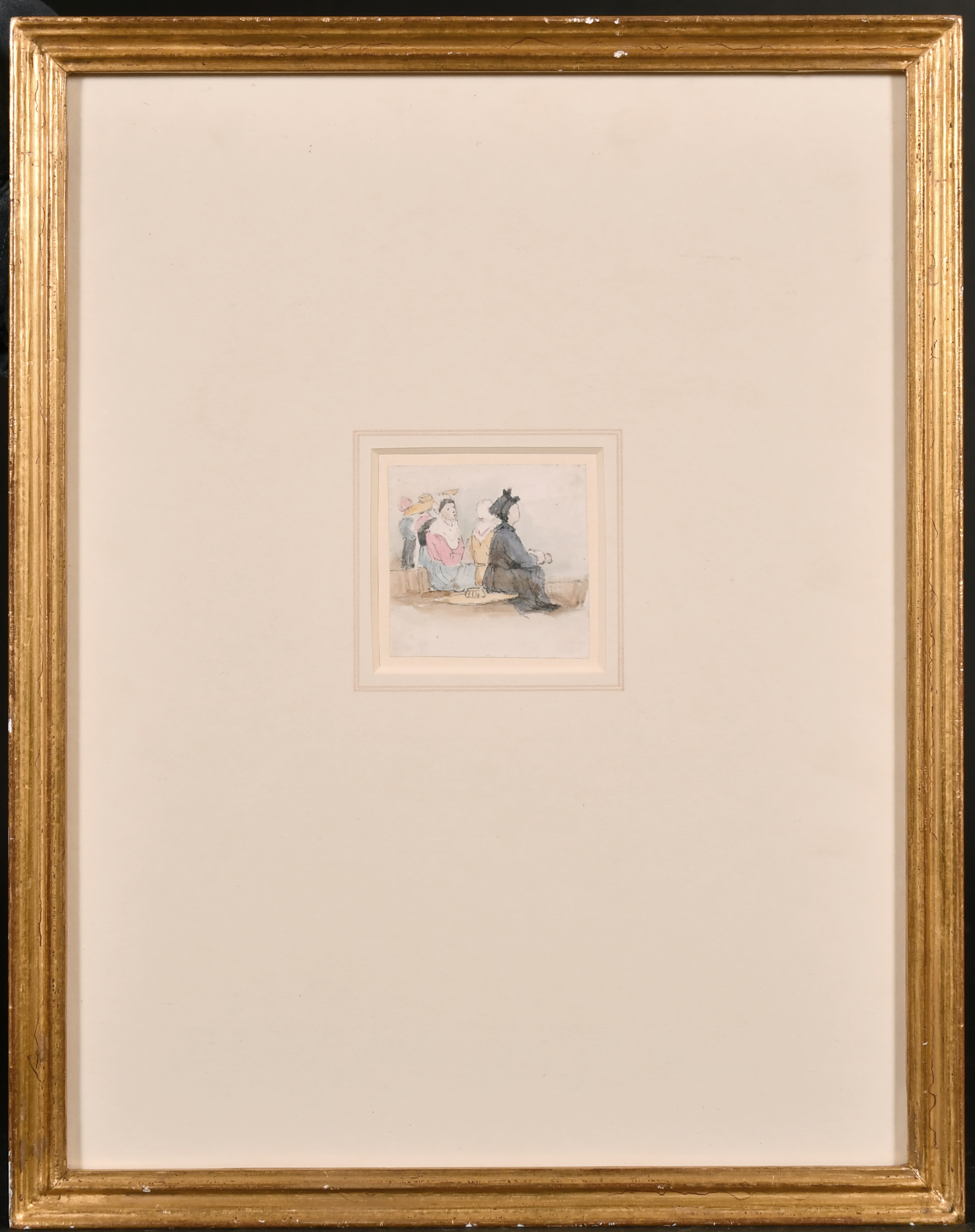 Samuel Prout (1783-1852) British. Study of Seated Figures, Watercolour, 2.15” x 2.2” (5.3 x 5.5cm) - Image 2 of 3