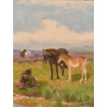 Walter Bothams (c.1850-1914) British. Dartmoor Ponies, Watercolour, Signed and Dated ’84, 10.5” x