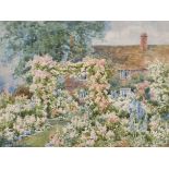 Violet Thorpe Lindsell (act.1912-1927) British. A Flowery Garden Scene, Watercolour, Signed, 9.5”