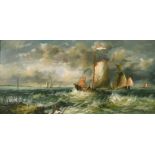 R. Horton (20th Century) European. A Shipping Scene, Oil on Panel, Signed, 8” x 16” (20.2 x 40.8cm)