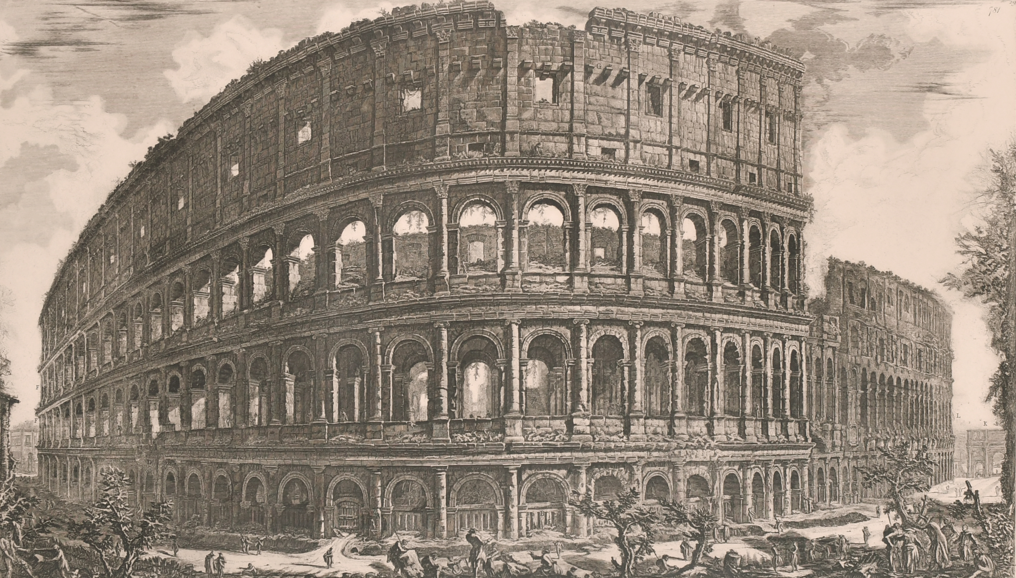 After Giovanni Battista Piranesi (1720-1778) Italian. “Veduta dell’Anfiteatro Flavio, detto il