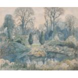 William Ratcliffe (1870-1955) British. A Country House Garden, Watercolour, Signed, 15” x 18.5” (
