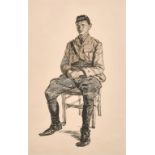 David Muirhead Bone (1876-1953) British. A Seated Scottish Regimental Officer, Lithograph, 19” x 12”