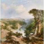 Edmund John Niemann (1813-1876) British. “Symonds Yat Rock on The Wye”, Oil on Canvas, Signed and