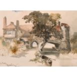 Edmund John Niemann (1813-1876) British. “The Ferry, Norwich”, Watercolour, Signed, Inscribed and