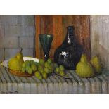 Mary Remington (1910-2003) British. “Green Grapes and Pears” Oil on Board, Signed, and Inscribed