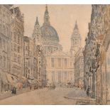 James Watterson Herald (1859-1914) British. A London Street Scene with St Paul’s in the distance,