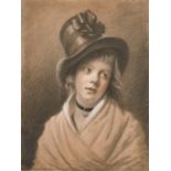 Early 19th Century Swiss School. A Portrait Study of a Young Lady Wearing a Hat, Chalk, 21” x 17” (