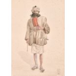 Early 20th Century English School. Study of an Indian Man, Watercolour, Signed with Initials ‘