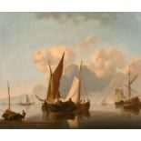 Circle of Charles Martin Powell (1775-1824) British. A Coastal Scene with Moored Sailing Boats,