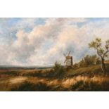 Joseph Thors (1835-1920) British. “Windmill on the Hill”, Oil on Canvas, Signed, and Inscribed on