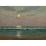 G. A. Clarke (20th Century) British. Waves at Sunset, Oil on Canvas, Signed and Dated 1924, 9” x 12”