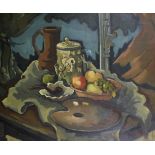 Sangouard (20th Century) French. Still Life on a Table, Oil on Canvas, Signed, 31.5" x 39.5” (80 x