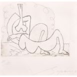 Byron Galvez (1941-2009) Mexican. A Cubist Figure Study, Etching, Signed and Dated ’85 and Inscribed
