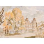 Mandy Newman (20th Century) British. “Horsley Towers”, Watercolour, Signed and Inscribed, 9.25” x