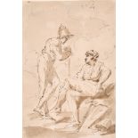 19th Century English School. Study of Don Quixote, Ink and Wash, 6” x 4” (15.2 x 10.2cm) and three