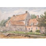 19th Century English School. “The East End of the Stable”, Watercolour, Signed with Initials ‘F