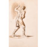 19th Century English School. A Study of the Back of a Man, Ink and Wash, 7” x 4.5” (17.7 x 11.4cm)