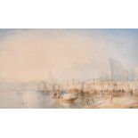Edward Tucker (1816-1898) British. A View of Cologne with Boats in a Harbour, Watercolour, Signed,