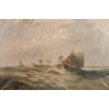 W. Rogers (19th-20th Century) British. Shipping in Choppy Waters, Oil on Canvas, Signed, 20” x