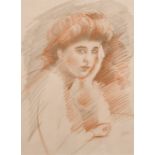 Paul Cesar Helleu (1859-1927) French. “A Parisian Lady”, Red Chalk and Pencil, Signed in Pencil, and