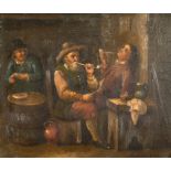 19th Century German School. Figures in a Tavern, Oil on Metal, 6.5” x 8” (16.5 x 20.2cm) and the