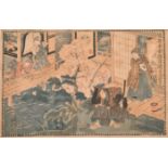 After Utagawa Kunisada (1786-1865) Japanese. Figures in an Interior, Woodcut, 9” x 13.5” (22.8 x