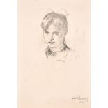 Samouil Grigorievich Nevelshtein (1903-1983) Russian. Bust Portrait of a Young Girl, Charcoal,