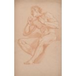 18th Century Italian School. Study of a Naked Man, Sanguine, 19” x 12” (48.3 x 30.5cm)