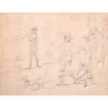 Circle of David Teniers (1610-1690) Flemish. Figures at a Battle Encampment, Pencil, with a