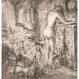 Harold Hope Read (1881-1959) British. A Naked Lady by a Chest of Drawers, Ink and Wash, Inscribed