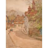 Wilfred William Ball (1853-1917) British. “Knock Hundred Row, Midhurst”, Watercolour, Signed,
