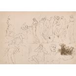 Circle of Pierre-Paul Prud’hon (1758-1823) French. Study of a Group of Figures, Ink, 7” x 10” (17.