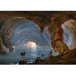 19th Century Italian School. The Blue Grotto with Figures in the foreground, Oil on Canvas, Dated