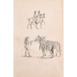 19th Century English School. A Study of Figures and Horses, Pencil, 7” x 4.5” (17.7 x 11.4cm) and