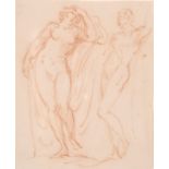 Attributed to Jean-Honore Fragonard (1732-1806) French. Study of Naked Figures, Sanguine, 5” x 4” (